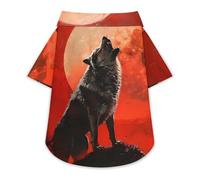 Howling Wolf Red Moon Cute Pet T-Shirts Dog Shirt Clothes Funny Beach Pullover Cat Sweatshirt For Small Pets S