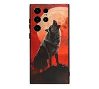 Howling Wolf Red Moon Novelty Phone Cases Compatible With Galaxy S23/Plus/Ultra Slim TPU Protective Cover Case Printed Protector