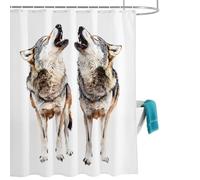 Howling Wolf Shower Curtain for Bathroom, Waterproof Cloth Fabric Bathroom Accessories Set with 12 Rust Proof Plastic Hooks, 72” x 72”
