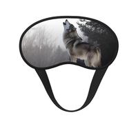 Howling Wolf Sleep Mask for Side Sleeper Eye Mask for Sleeping Light Blocking Soft Breathable Sleep Eye Mask for Women Men Adjustable Elastic Strap Travel Nap Blackout Eye Shade Cover