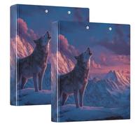 Howling Wolf Sunset 3 Ring Binders 1.5 Inch Clear View Three Ring Binders Versatile Binder Fits 200 Sheets 2 Pack