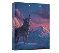 Howling Wolf Sunset 3 Ring Binders 1.5 Inch Clear View Three Ring Binders Versatile Binder Fits 200 Sheets 1 Pack