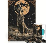 Howling Wolf Tarot Card Adults 1000 Piece Jigsaw Puzzle Brain Think Bright Detail Real Challenge Room Accent (50x75cm)
