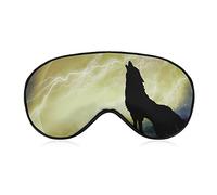 Howling Wolf Thunderstorm Eye Mask for Sleeping Blackout Night Blindfold with Adjustable Strap for Men Women Travel Yoga Nap