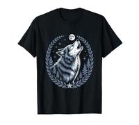 Howling Wolf Under Full Moon Forest Night Sky T-Shirt