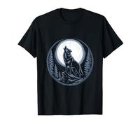 Howling Wolf Under Full Moon Forest Night T-Shirt
