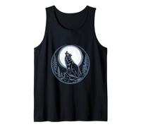 Howling Wolf Under Full Moon Forest Night Tank Top