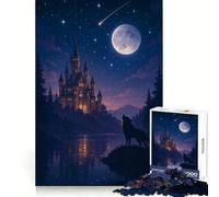 Howling Wolf Under Magical Castle Jigsaw Puzzles for Teenagers 1000 Piece Cozy Fun Good Thick Family Game Evening Game (38x52cm)