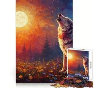 Howling Wolf Under The Moonlight Jigsaw Puzzles for Adults 1000 Pieces Logic Skill Decompress Family Bond Great Gift (50x75cm)