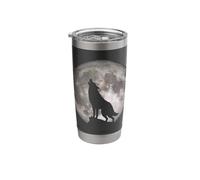 Howling Wolf with Full Moon - Night Silhouette Stainless Steel Insulated Tumbler