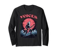 Howling Wolf With Guitar Red Moon Lightning Mountains Long Sleeve T-Shirt