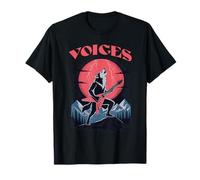 Howling Wolf With Guitar Red Moon Lightning Mountains T-Shirt