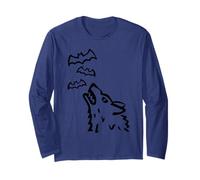 Howling Wolf's Head with Bats in Heaven - Halloween Long Sleeve T-Shirt