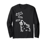Howling Wolf's Head with Bats in Heaven - Halloween Long Sleeve T-Shirt