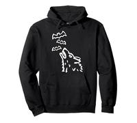 Howling Wolf's head with bats in heaven - Halloween Pullover Hoodie