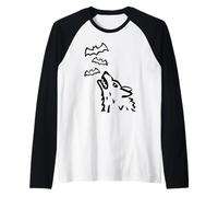 Howling Wolf's Head with Bats in Heaven - Halloween Raglan Baseball Tee