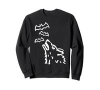 Howling Wolf's head with bats in heaven - Halloween Sweatshirt
