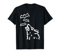 Howling Wolf's Head with Bats in Heaven - Halloween T-Shirt
