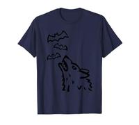 Howling Wolf's Head with Bats in Heaven - Halloween T-Shirt