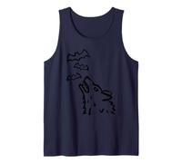 Howling Wolf's Head with Bats in Heaven - Halloween Tank Top