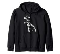 Howling Wolf's head with bats in heaven - Halloween Zip Hoodie