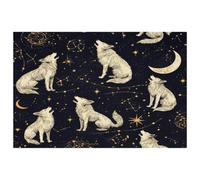 Howling Wolves Constellations Placemats Heat Resistant Washable Oxford Cloth Table Mats Set of 4 Home Kitchen Decoration, Easy to Clean