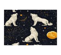 Howling Wolves Moon Placemats, Set of 6 Table Mats for Dining Tables, 12×18 Inches Anti-Skid Heat Resistant Kitchen Table Place Mats