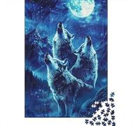 Howling Wolves on The Mountain Puzzle Decompression Toys Paper Rectangular Jigsaw Puzzle for Kids And Adults Age 12 Years Up 1000pcs (38x26cm)