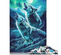 Howling Wolves on The Mountain Puzzle Family Fun Paper Rectangular Jigsaw Puzzle for Kids And Adults Age 12 Years Up Birthday Present 1000pcs (75x50cm)