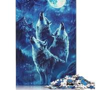 Howling Wolves on The Mountain Puzzle Premium 100% Recycled Board Paper Rectangular Jigsaw Puzzle for Women Men Unique Gift 1000pcs (75x50cm)