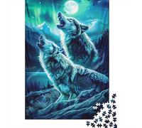 Howling Wolves on The Mountain Puzzle Unique Home Decor Premium Cardboard Jigsaw Puzzle for Adults Teen Unique Gift 1000pcs (38x26cm)
