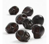 Howlite Beads, D: 12 mm, black, skull, 32pcs