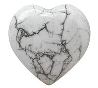 Howlite Crystal Heart Palm Stone - Pocket Massage Worry Stone for Natural Body Chakra Balancing, Reiki Healing and Crystal Grid