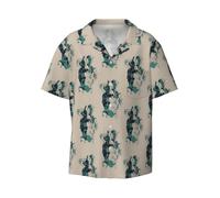 (Howl's Moving Castle _12191) Men's Hawaiian Shirts Cuban Collar Vintage Bowling Short Sleeve Button Down Beach Shirt Casual Summer Vacation Wear Retro Tee