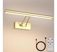 HOWMZON Picture Light, 13.5" Art Light, Picture Light Battery Operated,3CCT Picture Lights for Wall,Wireless Picture Lights with Remote for Wall Display, Photo,Library Gold-Painted