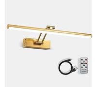 HOWMZON Picture Light,5200mAh Battery Picture Light with Remote, 16inches Metal Frame Light for Paintings, Rechargeable Display Wall Lamp for Gallery Portrait Artwork (Brass)