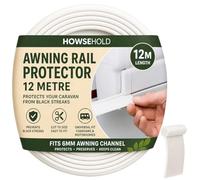 HowseHold Awning Rail Protector Strip (12 Meters) Beading for Caravan Motorhome Campervan | Prevents Black Streaks & Dirt Build Up | 6mm Channel Insert Trim White PVC Cut to Size