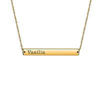 howson london Personalised Bar Necklace Engraved Any Name Necklace Plated Custom Gift for Women Daughter Granddaughter Lover Wife Mother Girlfriend for Birthday Wedding Christmas Anniversary (Gold)