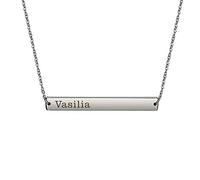 howson london Personalised Bar Necklace Engraved Any Name Necklace Plated Custom Gift for Women Daughter Granddaughter Lover Wife Mother Girlfriend for Birthday Wedding Christmas Anniversary (Silver)