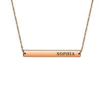howson london Personalised Bar Necklace Name Engraved Necklace in Silver, Rose, Gold Plated Custom Any Text Free Engraved UK Stock Gifts for Christmas(Champagne Gold)