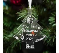 howson london Personalised Christmas Bauble Baby's First Christmas Decoration 1st Xmas Ornaments Acrylic Gift for New Baby Son Daughter Granddaughter Grandson (Xmas Tree)