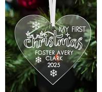 howson london Personalised Christmas Bauble Baby's First Christmas Decoration 1st Xmas Ornaments Acrylic Gift for New Baby Son Daughter Granddaughter Grandson (HEART-1)