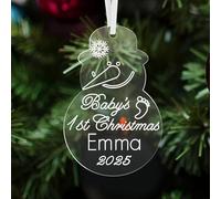 howson london Personalised Christmas Bauble Baby's First Christmas Decoration 1st Xmas Ornaments Acrylic Gift for New Baby Son Daughter Granddaughter Grandson (Snow Man)