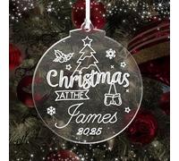 howson london Personalised Christmas Decorations Engraved Custom Xmas Tree Baubles Acrylic Ornaments Santa Gift for Family Baby Home Girls Babies Mom with Any Name at 2025(Round Design1)