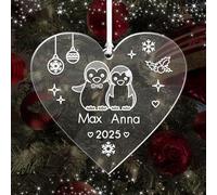 howson london Personalised Christmas Decorations Engraved Custom Xmas Tree Baubles Acrylic Ornaments Santa Gift for Family Baby Home Girls Babies Mom with Any Name at 2025(Heart Design1)