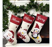 howson london Personalised Christmas Stocking Boot Sock Xmas Deluxe Santa 47cm 18.5” Large Xmas Sock Sack Gift Bag for Tree Decoration Christmas Ornament Candy Pouch Bag Theme （Penguin）