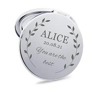 howson london Personalised Compact Mirror for Her Beauty Mirror Christmas Bridesmaid Daughter Wife Mum Engraved Mirror Wedding Anniversary Valentines Birthday Mothers Day Customized Gifts(Name)
