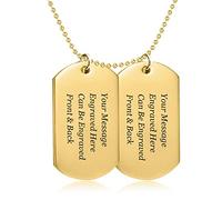 howson london Personalised Engraved Pendant Necklace Fathers Day - Double Dog Tags/Army Card Style/Identity Gift for him - Birthday, Anniversary, Christmas, Thank You Teacher(Gold)