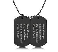 howson london Personalised Engraved Pendant Necklace Fathers Day - Double Dog Tags/Army Card Style/Identity Gift for him - Birthday, Anniversary, Christmas, Thank You Teacher(Black)