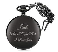 howson london Personalised Pocket Watch Christmas Birthday Wedding Fathers Day Anniversary Valentines Gift for Men Grandad Dad Husband Him Son Groom Custom Watches Engraved with Any Text and Name